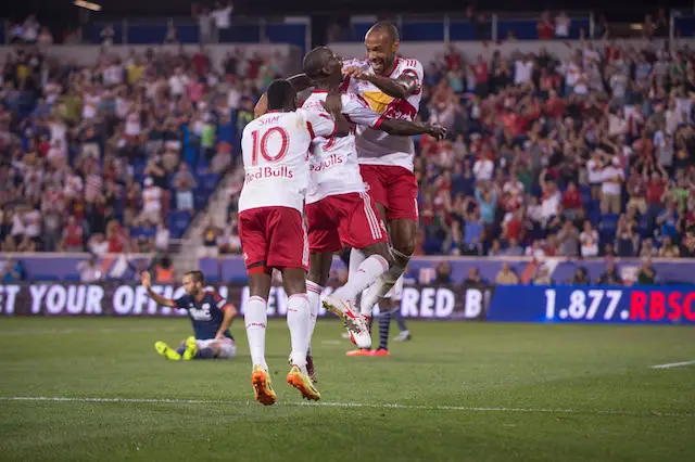 Henry and Lloyd Sam join BWP's celebrations on the game-winner.